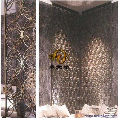 不銹鋼雕花雙層拼接加工紅古銅屏風 現代簡約時尚